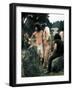 Hippie Couple Posed Together Arm in Arm with Others Around Them, During Woodstock Music/Art Fair-John Dominis-Framed Photographic Print