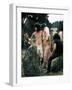 Hippie Couple Posed Together Arm in Arm with Others Around Them, During Woodstock Music/Art Fair-John Dominis-Framed Photographic Print