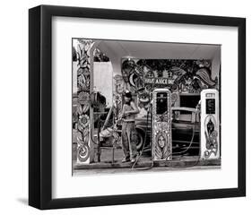 Hippie Gas Station, 1971-Dennis Stock-Framed Art Print