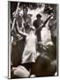Hippie Girl Enthusiastically Playing Flute and Dancing at Woodstock Music Festival-null-Mounted Photographic Print