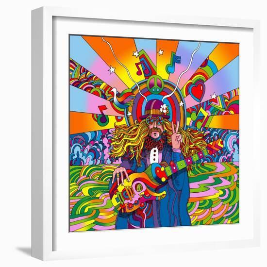 Hippie Musician-Howie Green-Framed Giclee Print