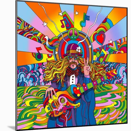 Hippie Musician-Howie Green-Mounted Giclee Print