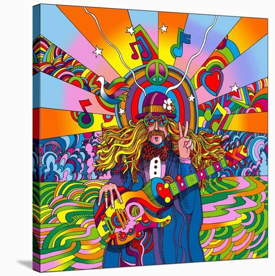Hippie Musician-Howie Green-Stretched Canvas