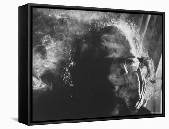 Hippie Poet Allen Ginsberg Smoking-John Loengard-Framed Stretched Canvas
