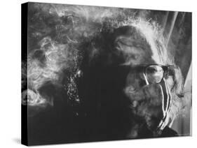 Hippie Poet Allen Ginsberg Smoking-John Loengard-Stretched Canvas