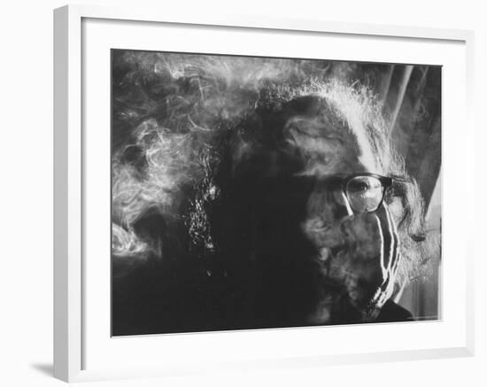 Hippie Poet Allen Ginsberg Smoking-John Loengard-Framed Premium Photographic Print