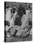 Hippies at Woodstock Music Festival-null-Stretched Canvas