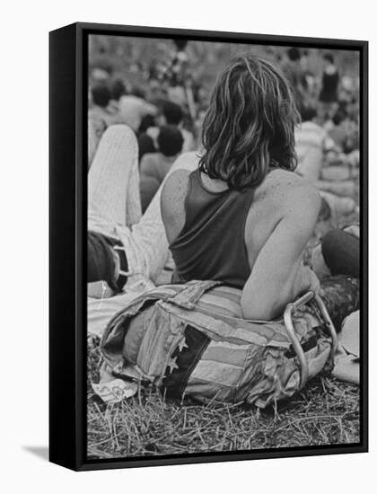 Hippies at Woodstock Music Festival-null-Framed Stretched Canvas