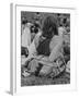Hippies at Woodstock Music Festival-null-Framed Premium Photographic Print