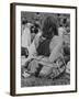 Hippies at Woodstock Music Festival-null-Framed Premium Photographic Print