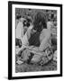 Hippies at Woodstock Music Festival-null-Framed Photographic Print