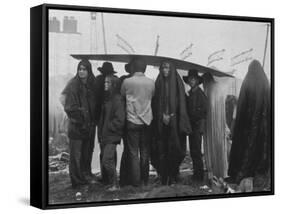 Hippies at Woodstock Music Festival-John Dominis-Framed Stretched Canvas