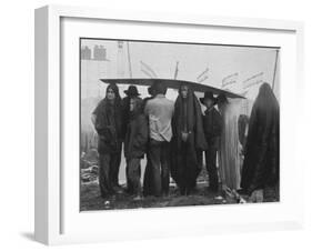 Hippies at Woodstock Music Festival-John Dominis-Framed Premium Photographic Print