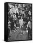 Hippies at Woodstock Music Festival-null-Framed Stretched Canvas