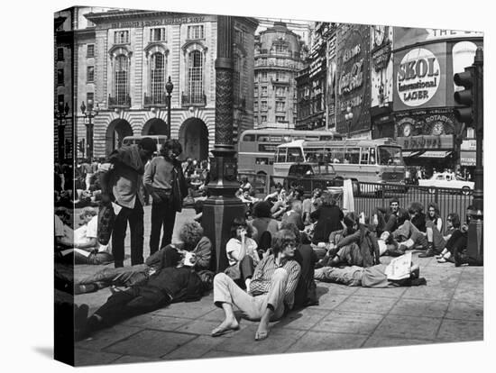 Hippies, Piccadilly 1969-null-Stretched Canvas