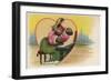 Hippo at the Keyboard-null-Framed Art Print