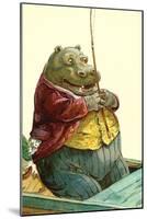 Hippo in Three-Piece Suit Fishing-null-Mounted Art Print