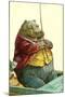 Hippo in Three-Piece Suit Fishing-null-Mounted Art Print