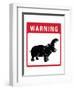 Hippo Warning Sign-null-Framed Art Print