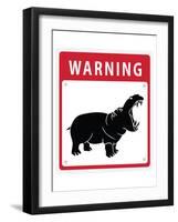 Hippo Warning Sign-null-Framed Art Print