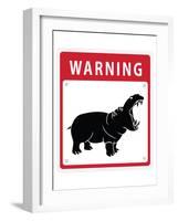 Hippo Warning Sign-null-Framed Art Print