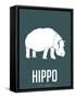 Hippo White-NaxArt-Framed Stretched Canvas