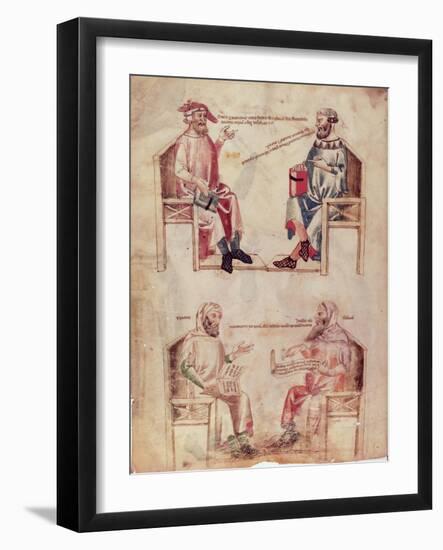 Hippocrates and Hunayn Ibn Isahq and Hippocrates and Claudius Galenus from "De Herbis"-null-Framed Giclee Print