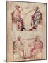 Hippocrates and Hunayn Ibn Isahq and Hippocrates and Claudius Galenus from "De Herbis"-null-Mounted Giclee Print