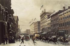 New York, Winter Scene in Broadway, c.1857-Hippolyte Victor Valentin Sebron-Stretched Canvas