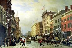 New York, Winter Scene in Broadway, c.1857-Hippolyte Victor Valentin Sebron-Mounted Giclee Print