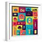 Hipster Background In Flat Design Style-incomible-Framed Art Print