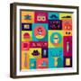 Hipster Background In Flat Design Style-incomible-Framed Art Print