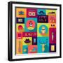 Hipster Background In Flat Design Style-incomible-Framed Art Print