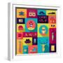 Hipster Background In Flat Design Style-incomible-Framed Art Print