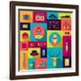 Hipster Background In Flat Design Style-incomible-Framed Art Print