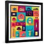 Hipster Background In Flat Design Style-incomible-Framed Art Print