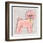 Hipster Bichon with Glasses and Bowtie. Cute Puppy Illustration for Children and Kids. Dog Backgrou-cherry blossom girl-Framed Art Print