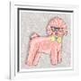 Hipster Bichon with Glasses and Bowtie. Cute Puppy Illustration for Children and Kids. Dog Backgrou-cherry blossom girl-Framed Art Print