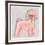 Hipster Bichon with Glasses and Bowtie. Cute Puppy Illustration for Children and Kids. Dog Backgrou-cherry blossom girl-Framed Art Print