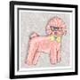 Hipster Bichon with Glasses and Bowtie. Cute Puppy Illustration for Children and Kids. Dog Backgrou-cherry blossom girl-Framed Art Print