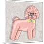 Hipster Bichon with Glasses and Bowtie. Cute Puppy Illustration for Children and Kids. Dog Backgrou-cherry blossom girl-Mounted Art Print