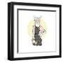 Hipster Cat Girl with Purse-Olga_Angelloz-Framed Art Print