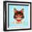 Hipster Cat Portrait-Macrovector-Framed Art Print