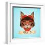 Hipster Cat Portrait-Macrovector-Framed Art Print