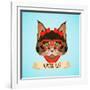 Hipster Cat Portrait-Macrovector-Framed Art Print