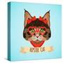 Hipster Cat Portrait-Macrovector-Stretched Canvas