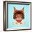 Hipster Cat Portrait-Macrovector-Framed Art Print