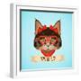 Hipster Cat Portrait-Macrovector-Framed Art Print