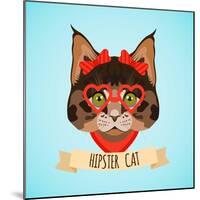 Hipster Cat Portrait-Macrovector-Mounted Art Print