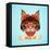 Hipster Cat Portrait-Macrovector-Framed Stretched Canvas